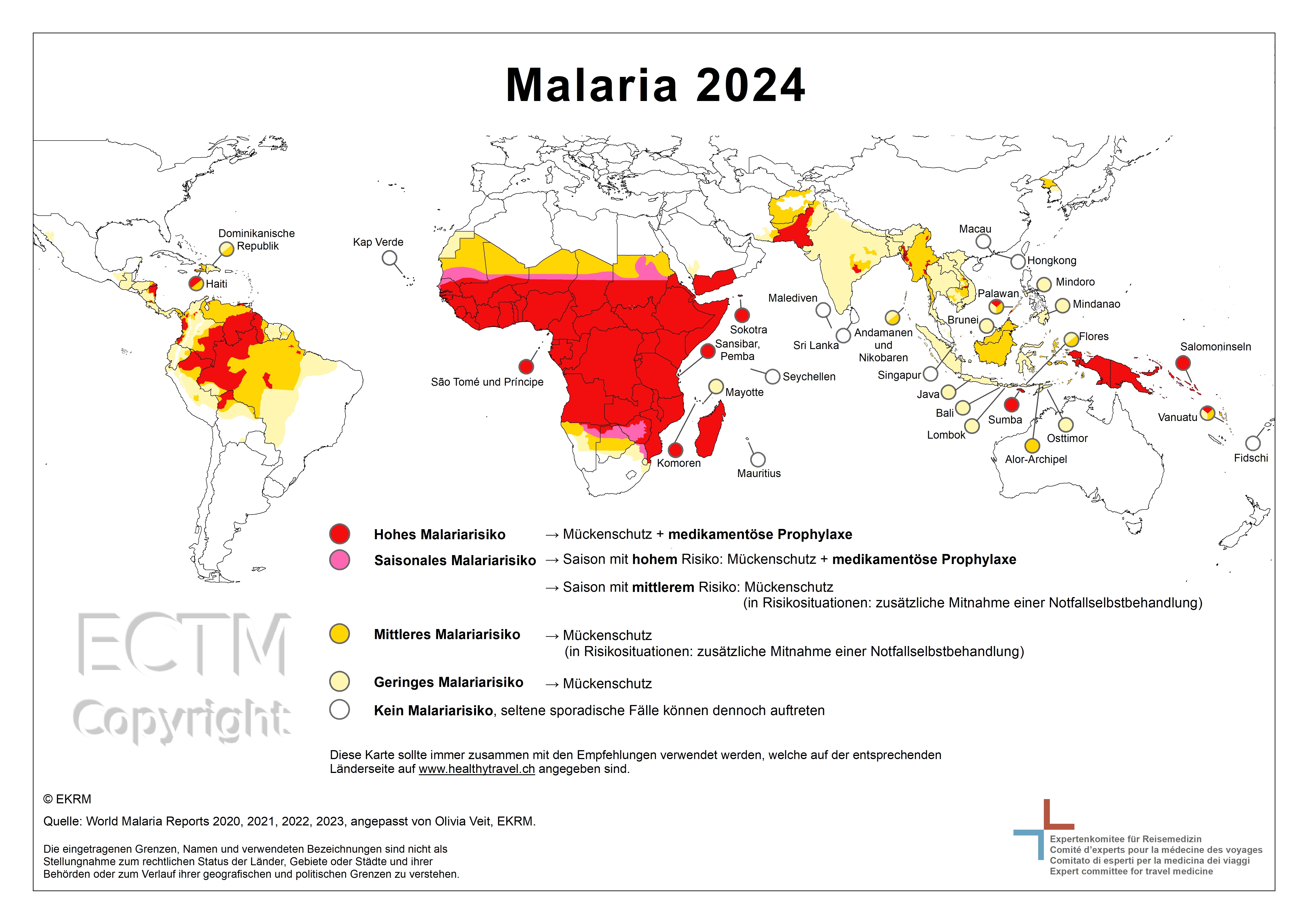 Malaria-Weltkarte | Zentrum für Reisemedizin UZH | ZRM